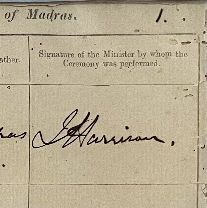 Signature of Rev. John Harrison